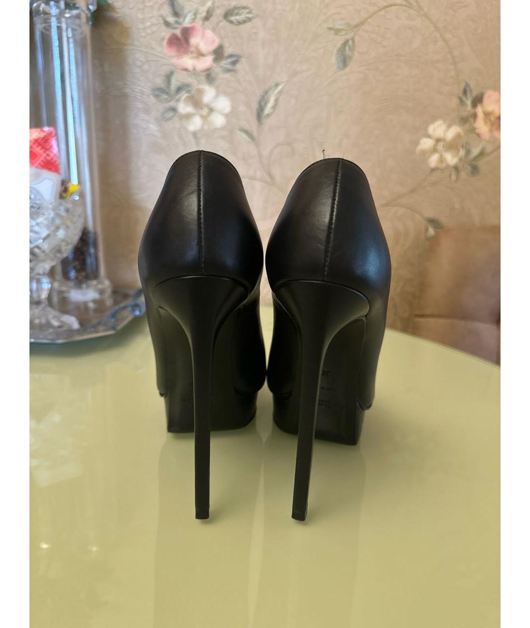 SAINT LAURENT Черные кожаные туфли, фото 4