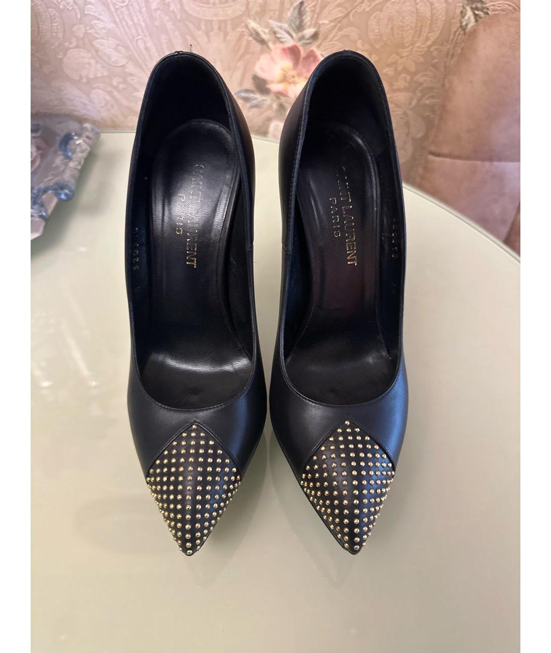 SAINT LAURENT Черные кожаные туфли, фото 2