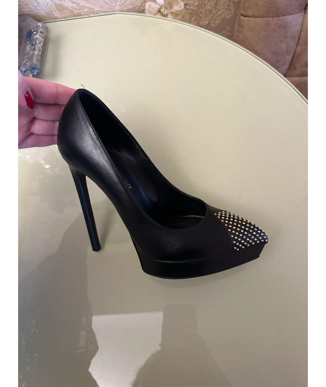 SAINT LAURENT Черные кожаные туфли, фото 5