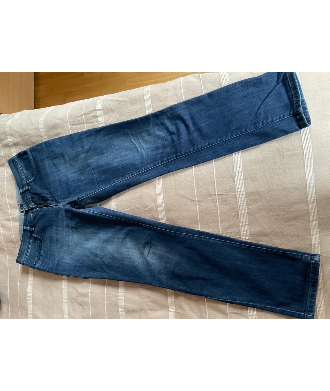 TRUSSARDI Синие хлопковые прямые джинсы, фото 7