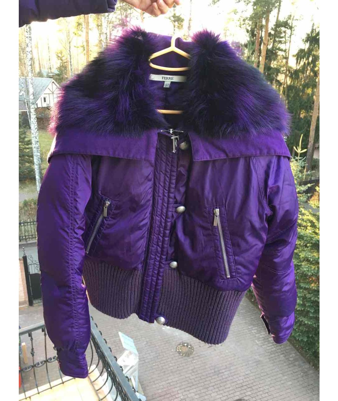 GIANFRANCO FERRE Фиолетовая меховая куртка, фото 4