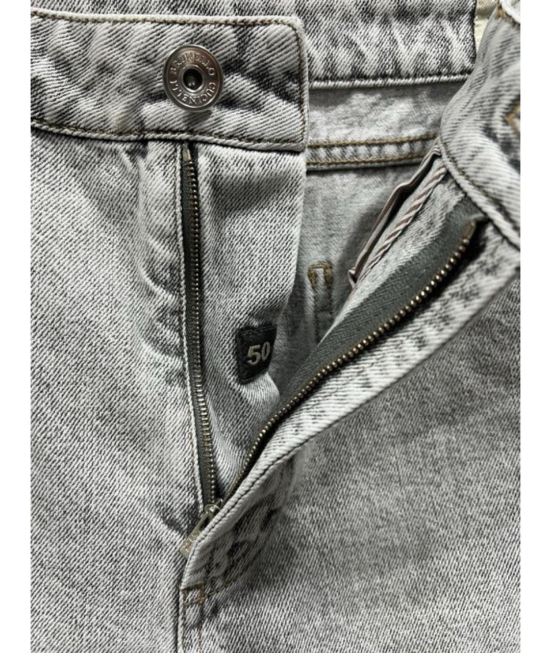 BRUNELLO CUCINELLI Серые хлопковые прямые джинсы, фото 7
