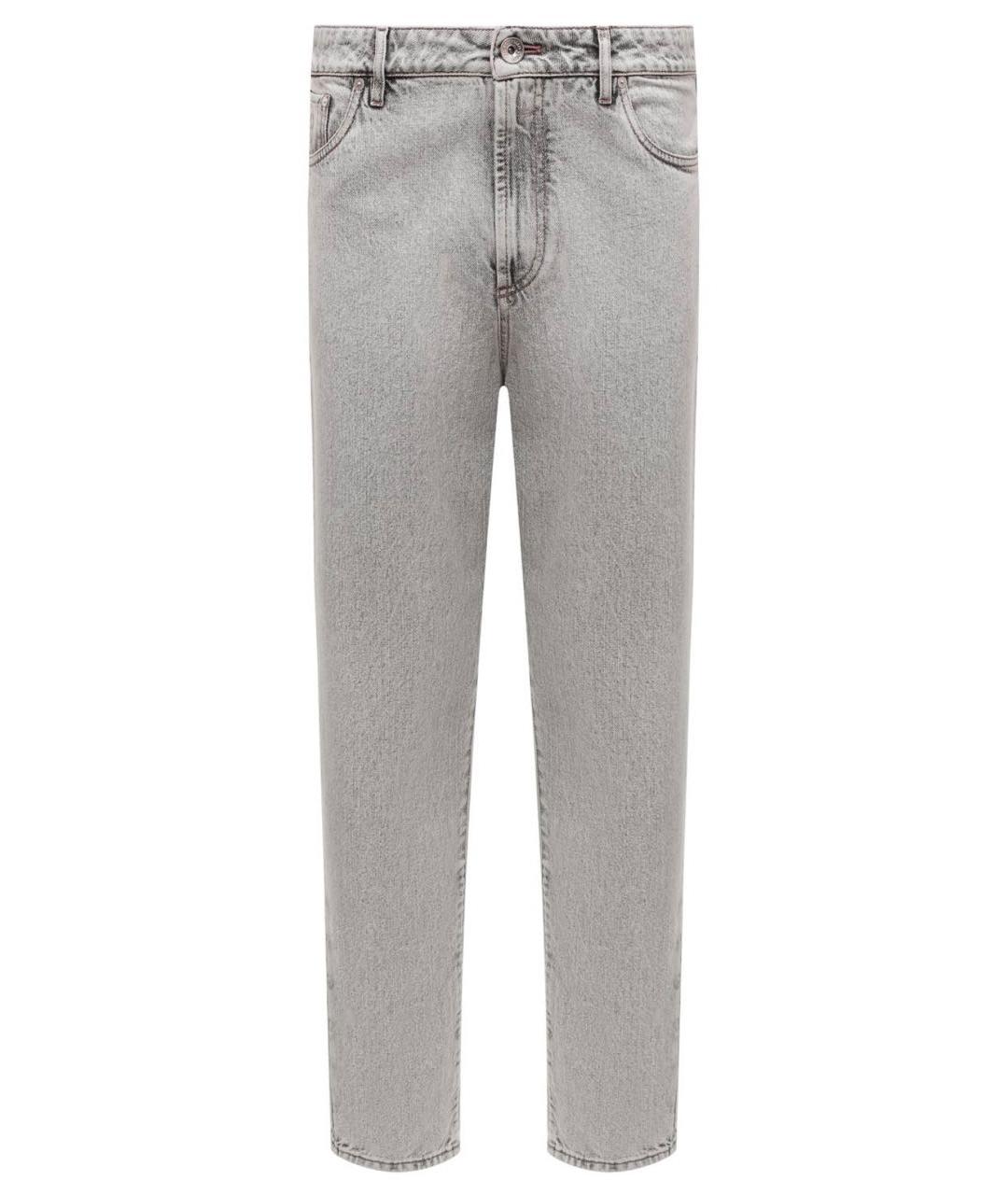 BRUNELLO CUCINELLI Серые хлопковые прямые джинсы, фото 1