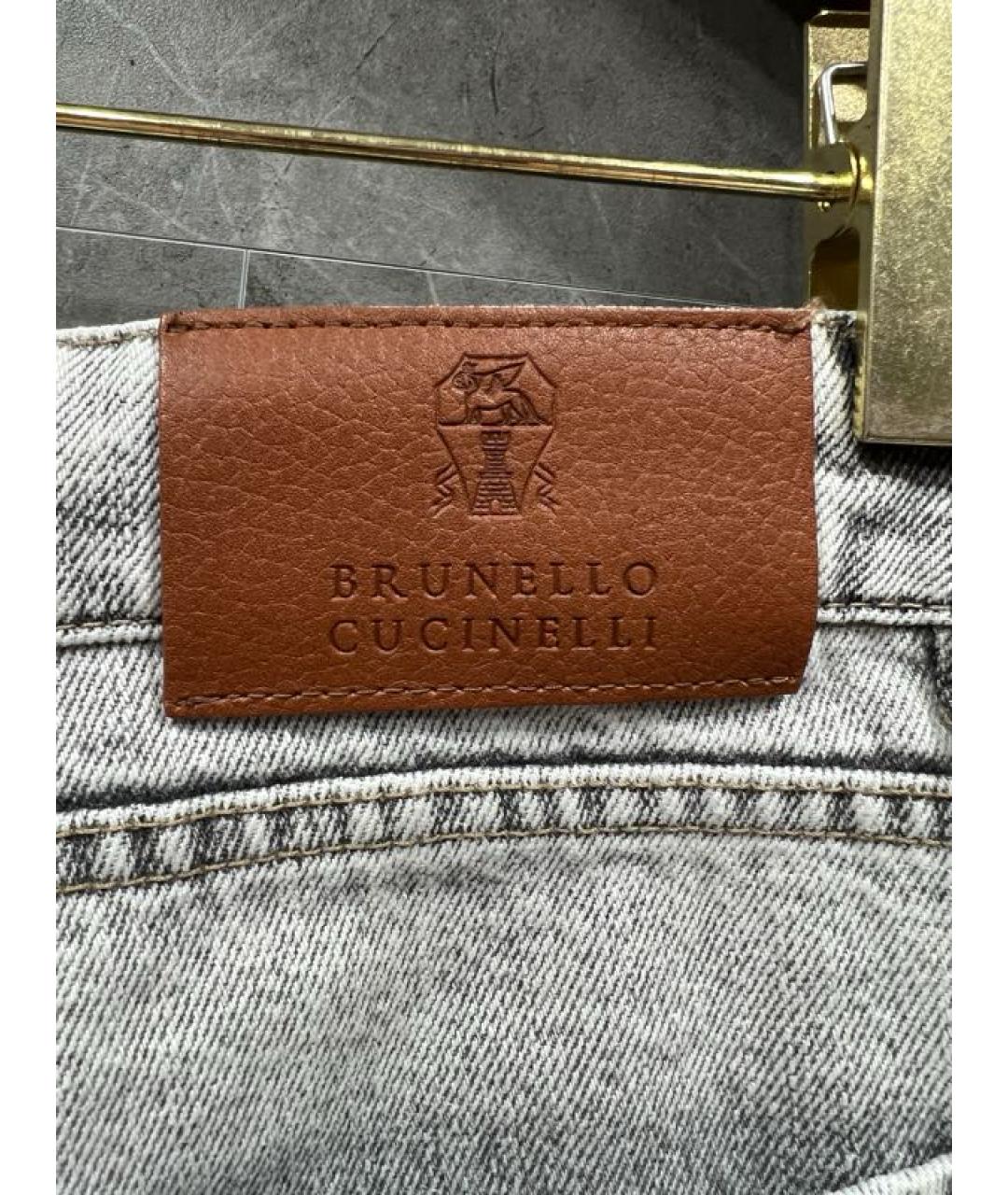 BRUNELLO CUCINELLI Серые хлопковые прямые джинсы, фото 6