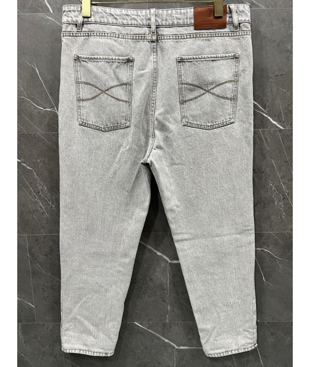 BRUNELLO CUCINELLI Серые хлопковые прямые джинсы, фото 9