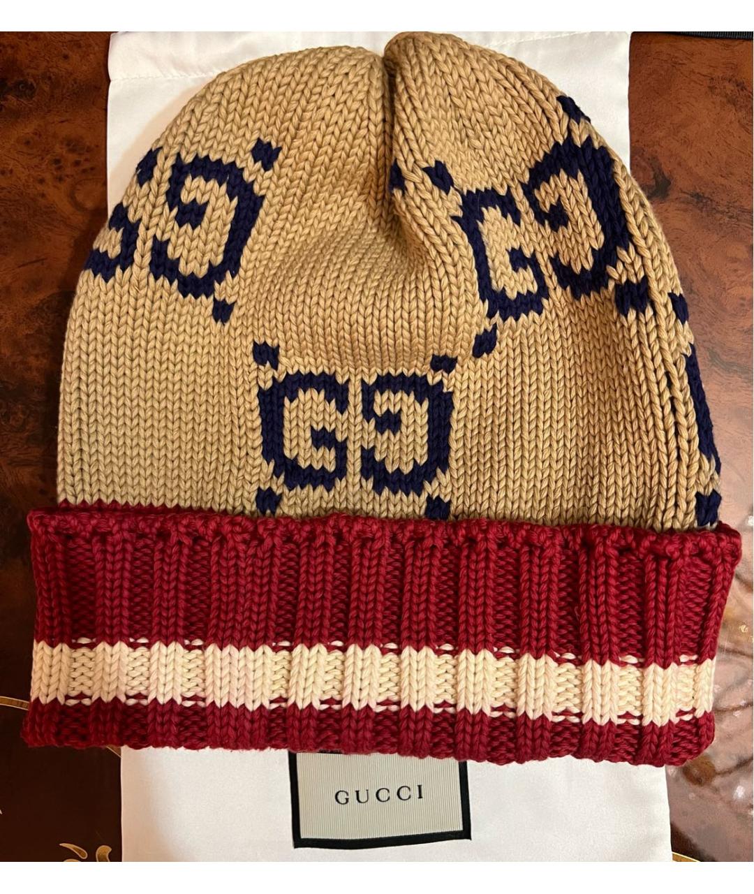 GUCCI Бежевая хлопковая шапка, фото 8