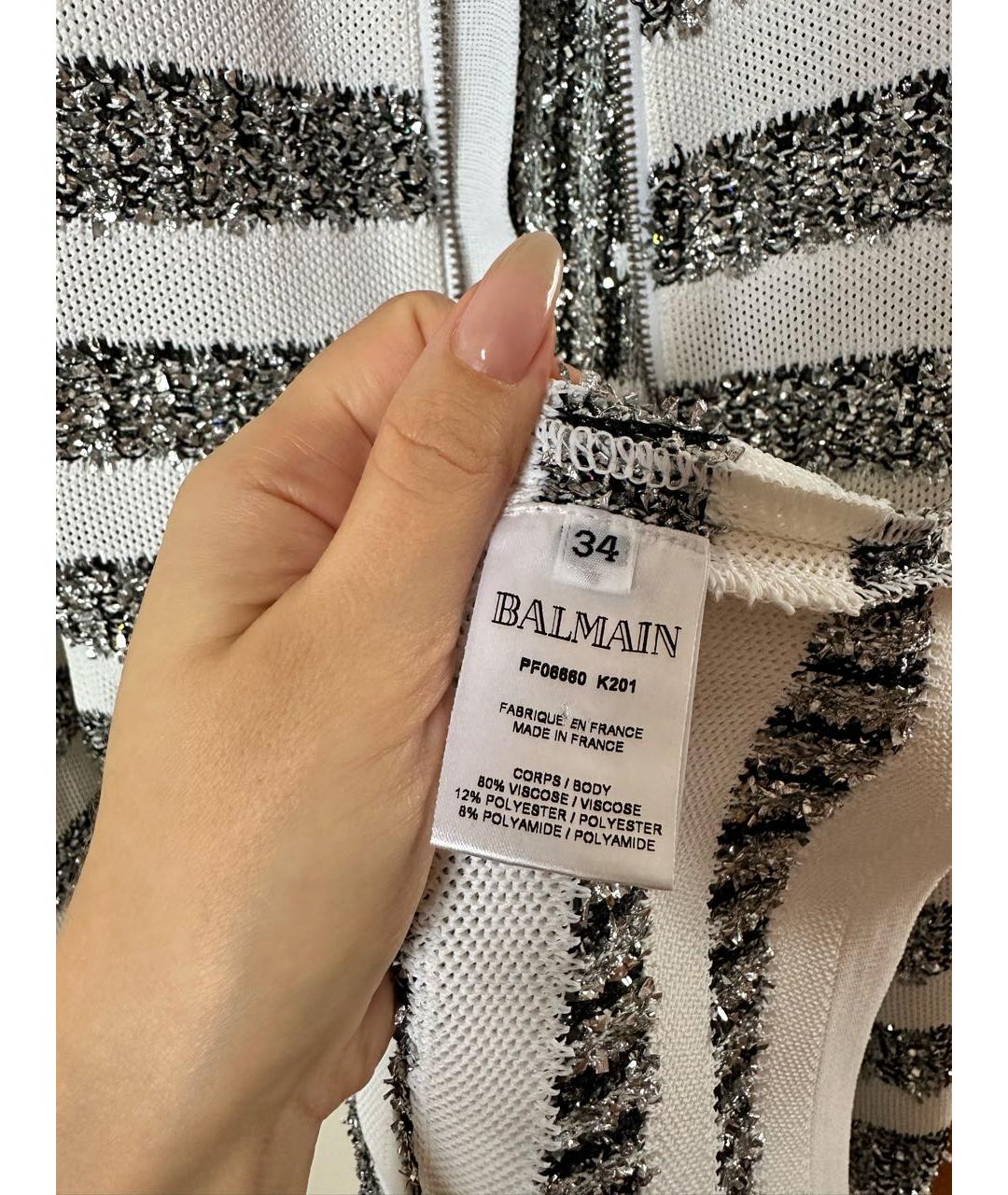 BALMAIN Белое вискозное коктейльное платье, фото 4