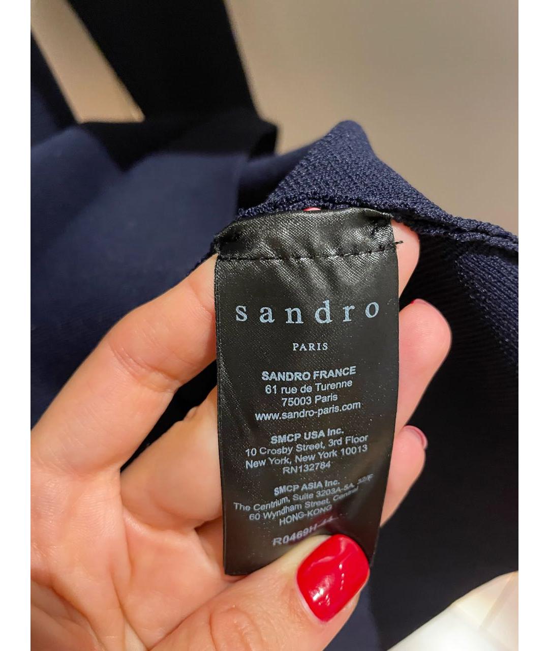 SANDRO Темно-синее полиэстеровое повседневное платье, фото 4