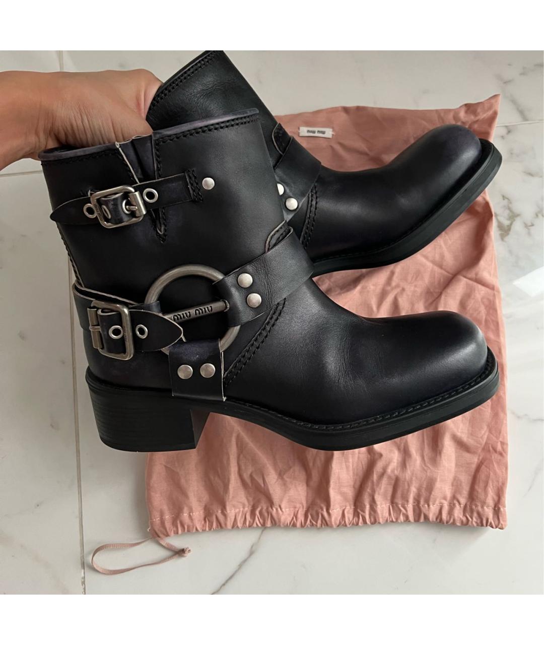 MIU MIU Черные кожаные сапоги, фото 5