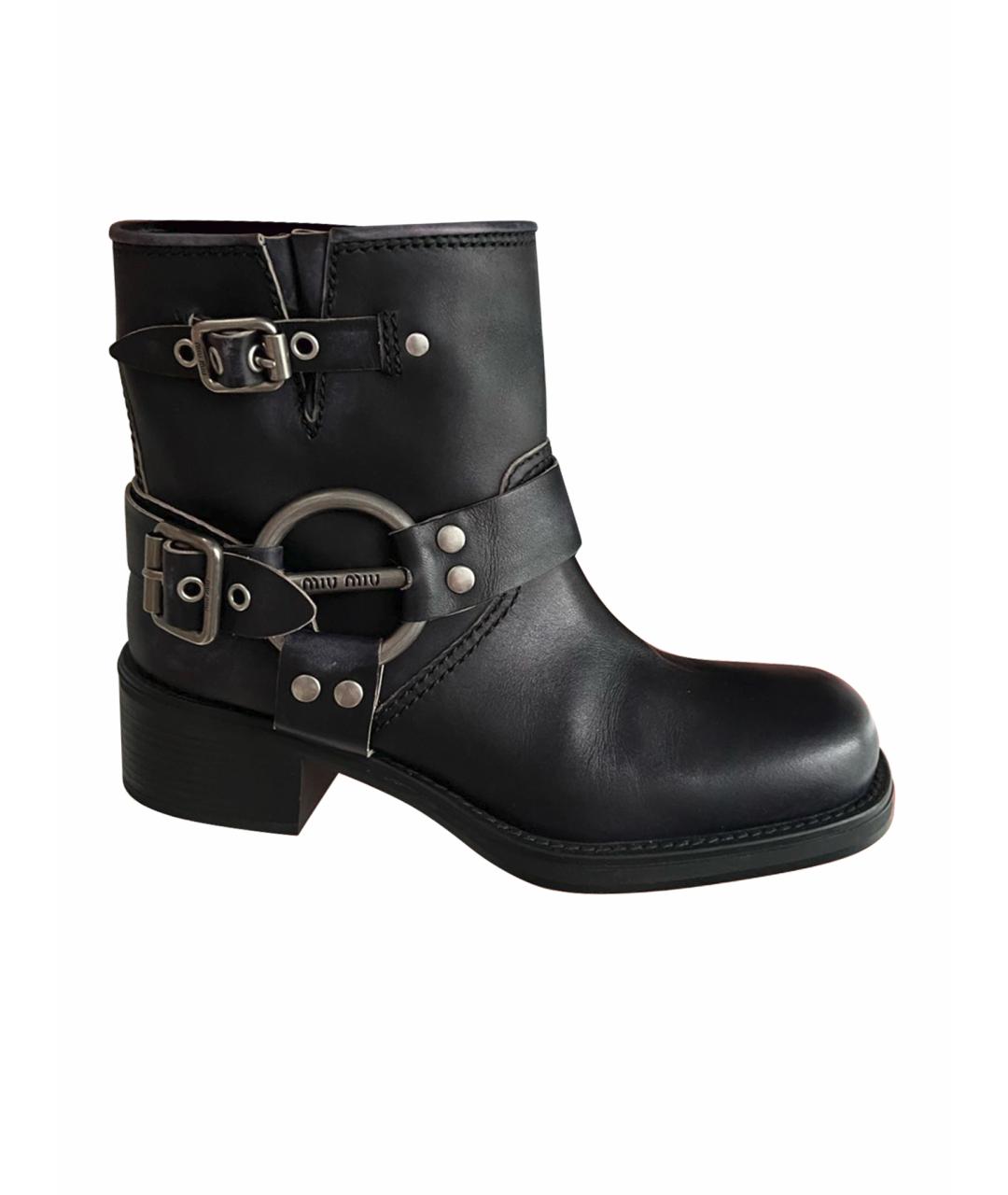 MIU MIU Черные кожаные сапоги, фото 1