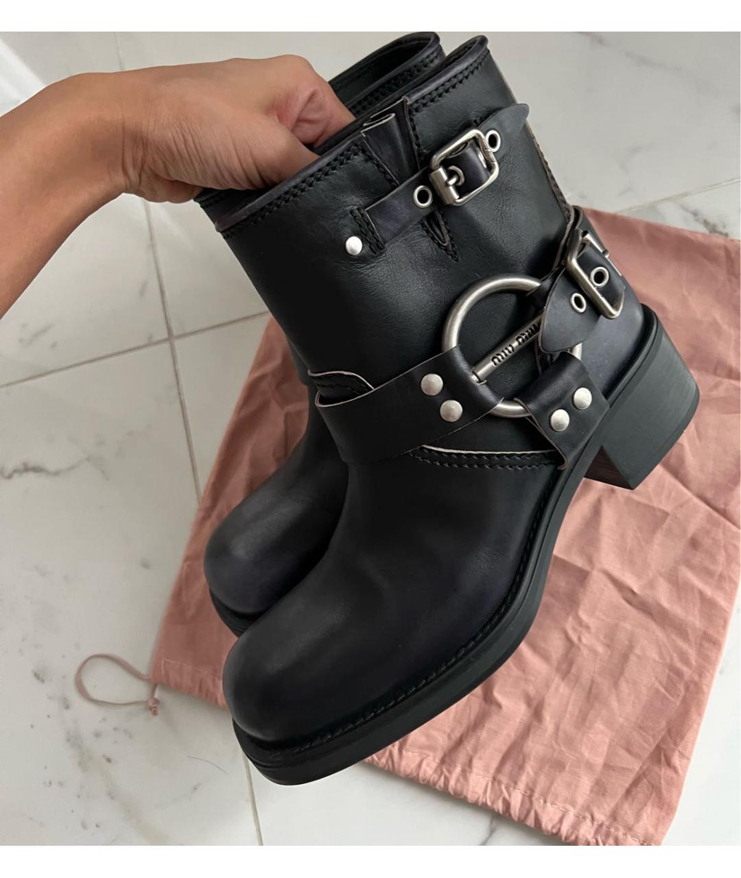 MIU MIU Черные кожаные сапоги, фото 3