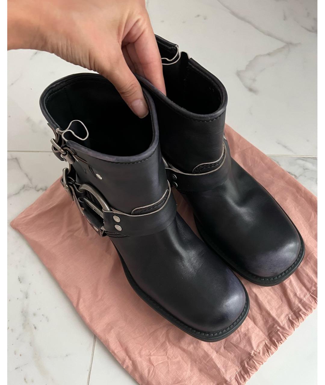 MIU MIU Черные кожаные сапоги, фото 2