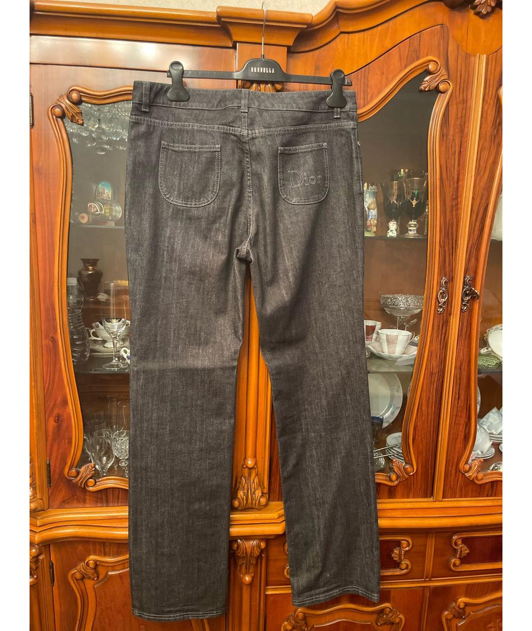 CHRISTIAN DIOR PRE-OWNED Серые хлопко-эластановые прямые джинсы, фото 2