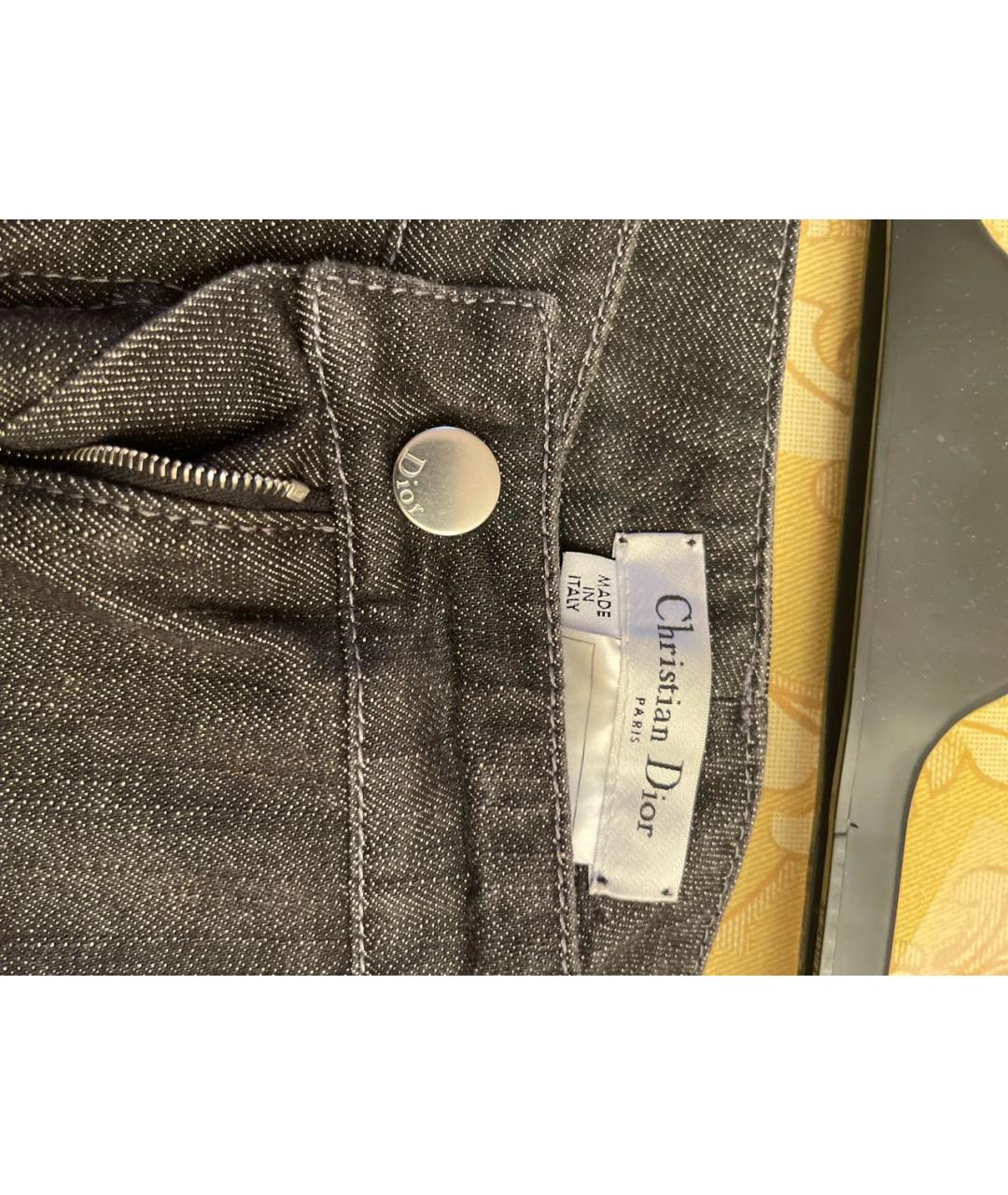 CHRISTIAN DIOR PRE-OWNED Серые хлопко-эластановые прямые джинсы, фото 4