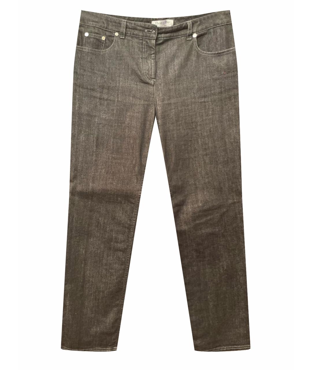 CHRISTIAN DIOR PRE-OWNED Серые хлопко-эластановые прямые джинсы, фото 1