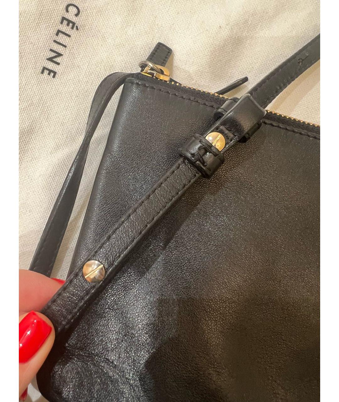 CELINE Черная кожаная сумка через плечо, фото 6