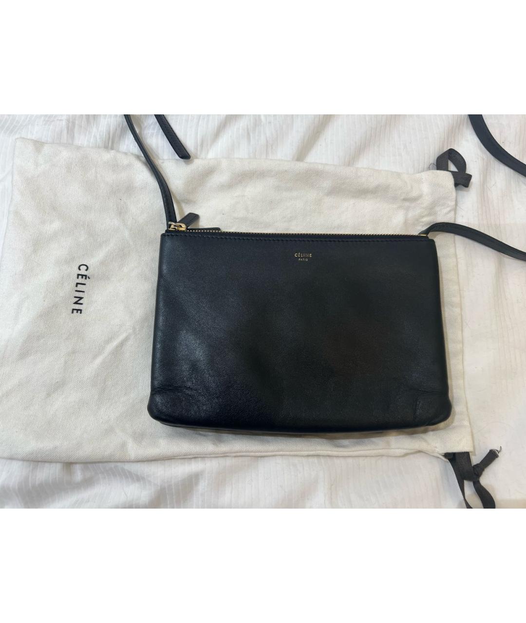 CELINE Черная кожаная сумка через плечо, фото 9