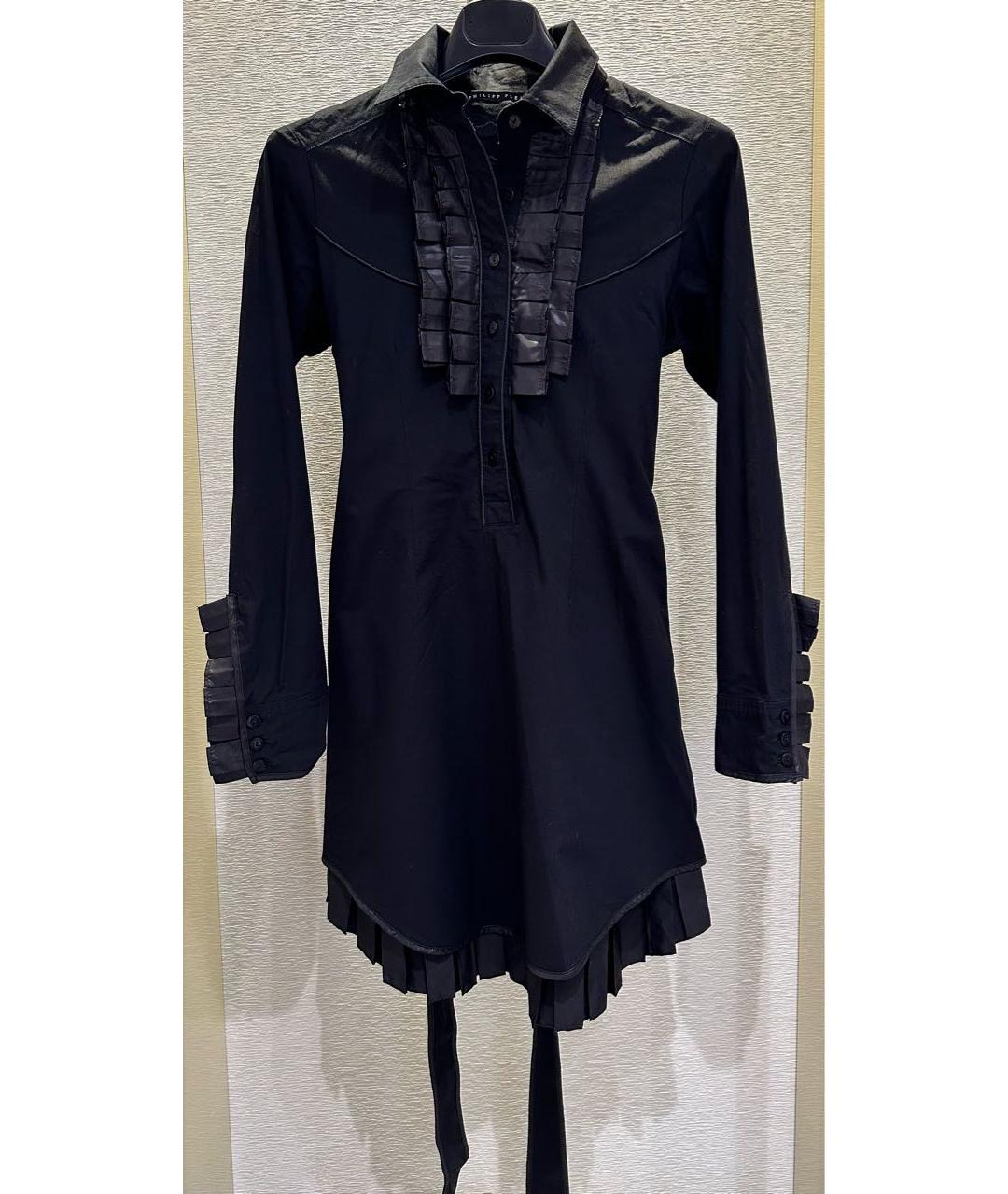 PHILIPP PLEIN Черное хлопко-эластановое платье, фото 9