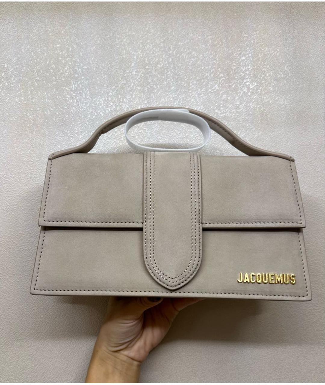 JACQUEMUS Бежевая замшевая сумка через плечо, фото 6