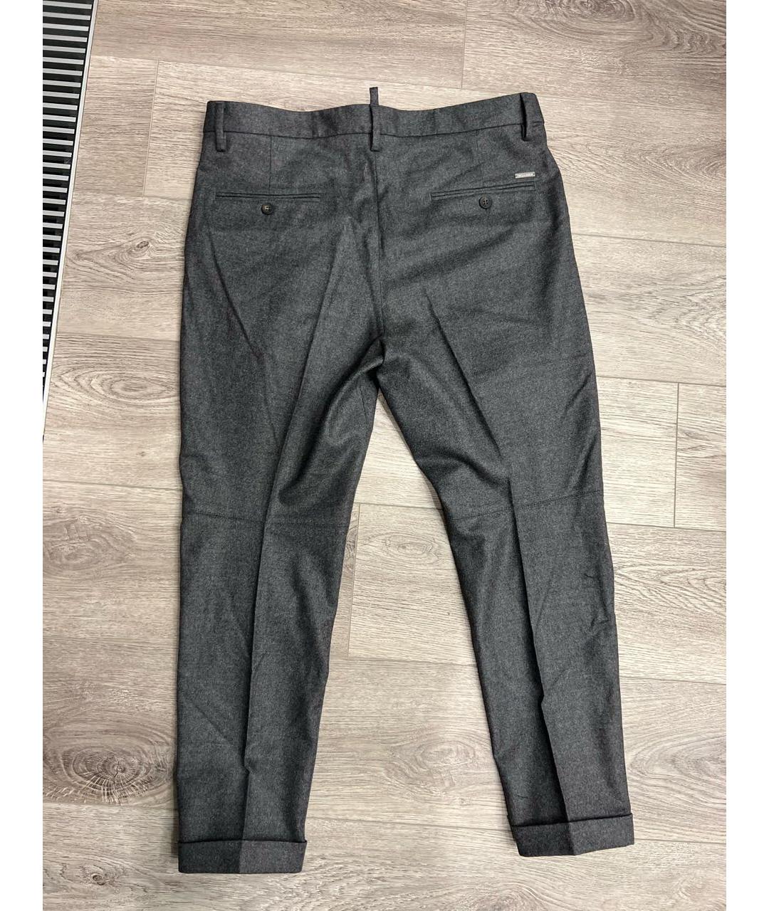 DSQUARED2 Серые шерстяные повседневные брюки, фото 2