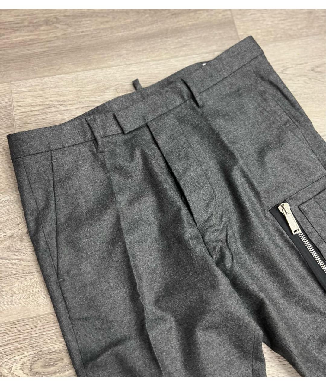 DSQUARED2 Серые шерстяные повседневные брюки, фото 3