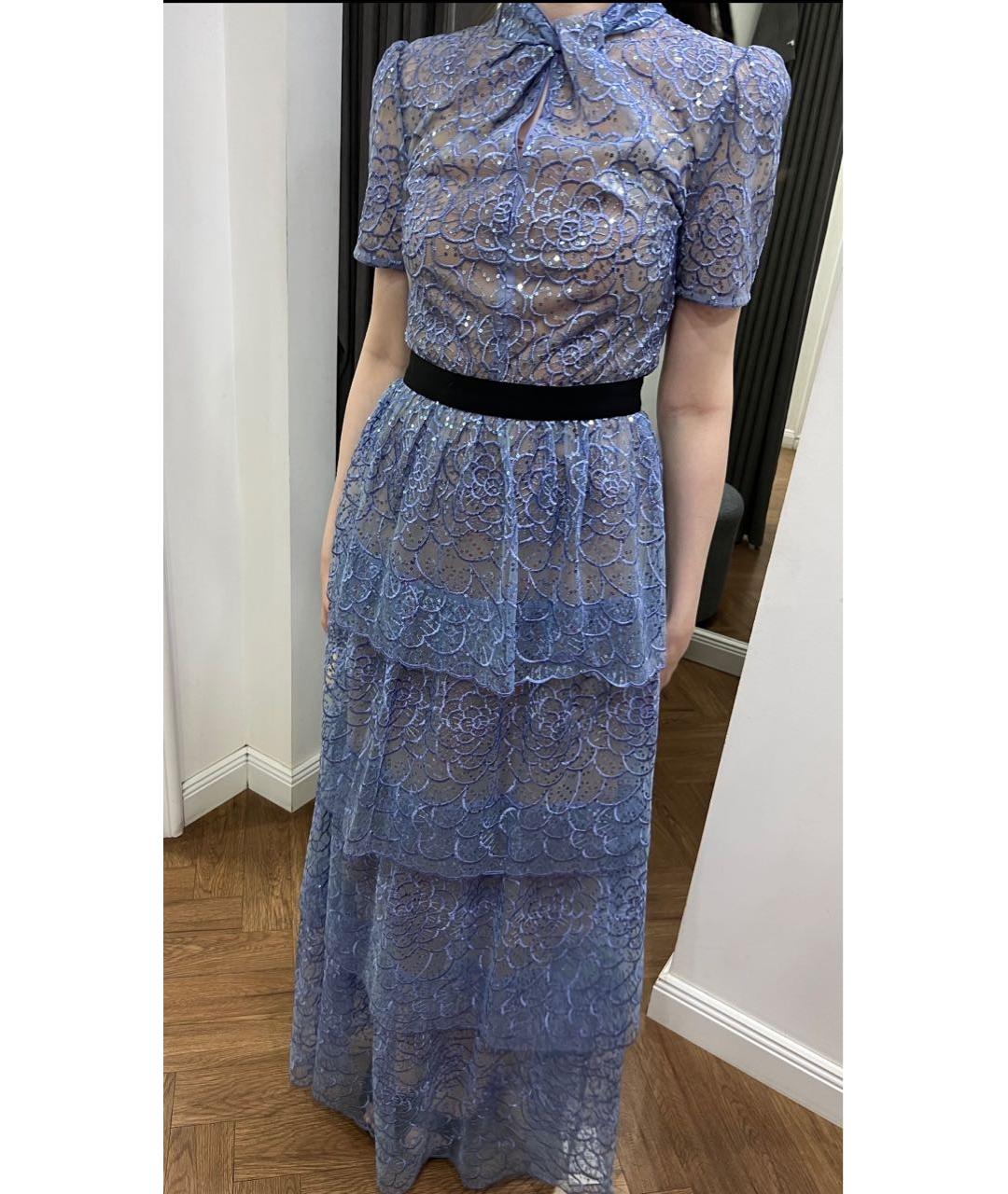 SELF-PORTRAIT Синее полиэстеровое вечернее платье, фото 4