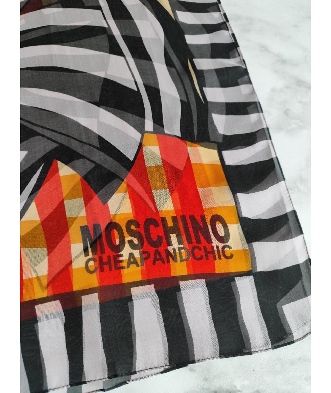 MOSCHINO Оранжевый шелковый шарф, фото 8