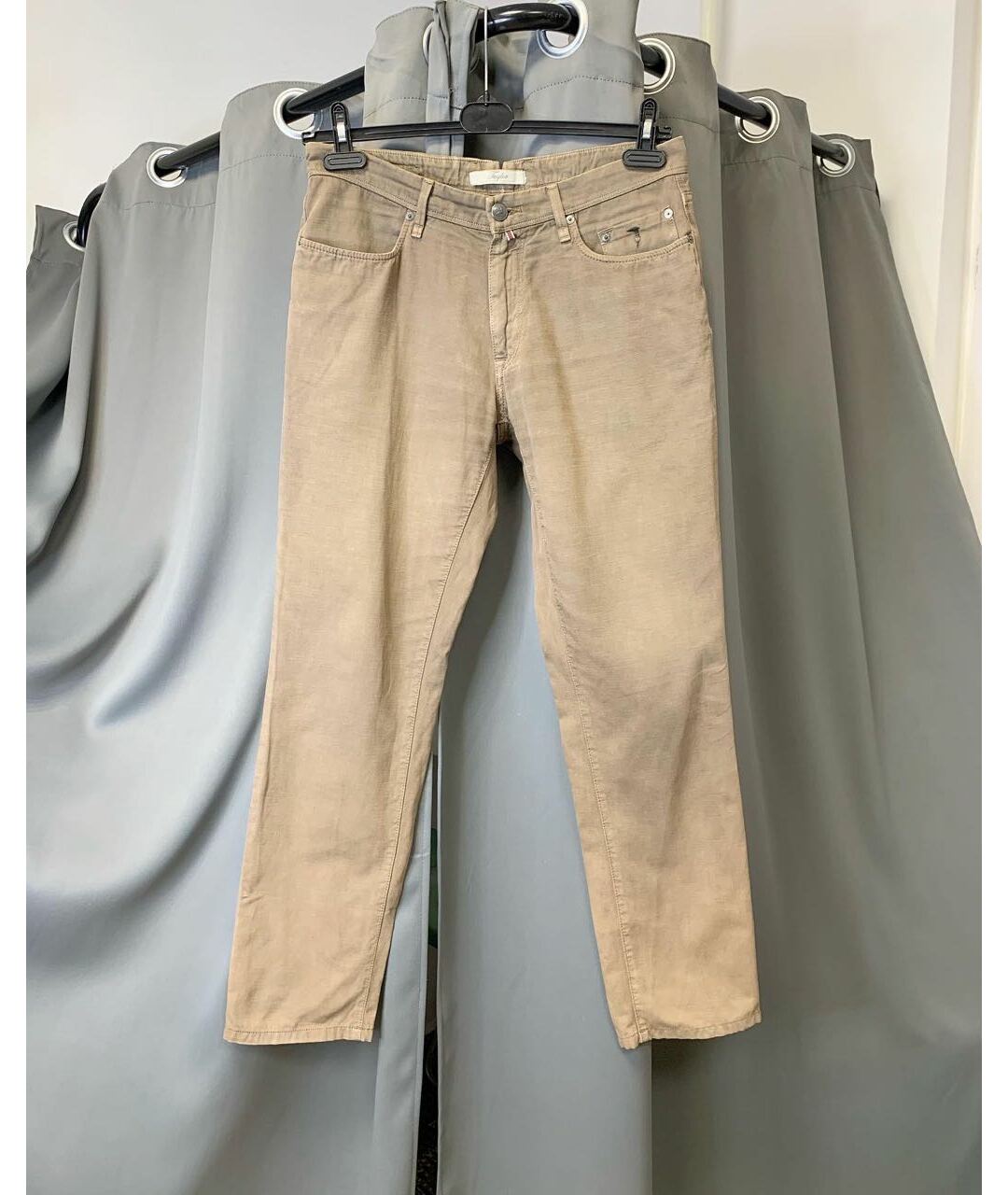 TRUSSARDI Бежевые хлопковые прямые джинсы, фото 9