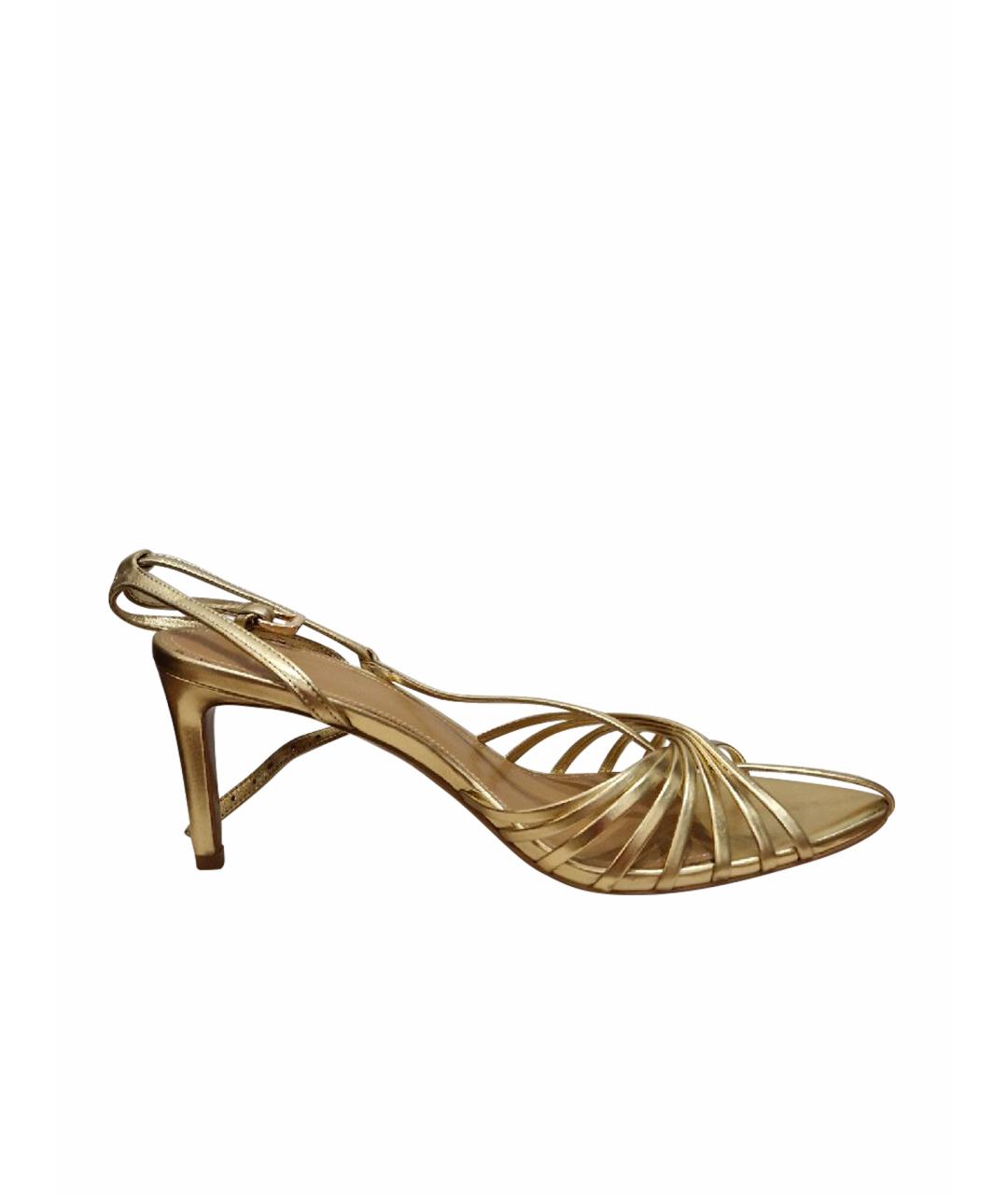 12 STOREEZ Золотые кожаные босоножки, фото 1