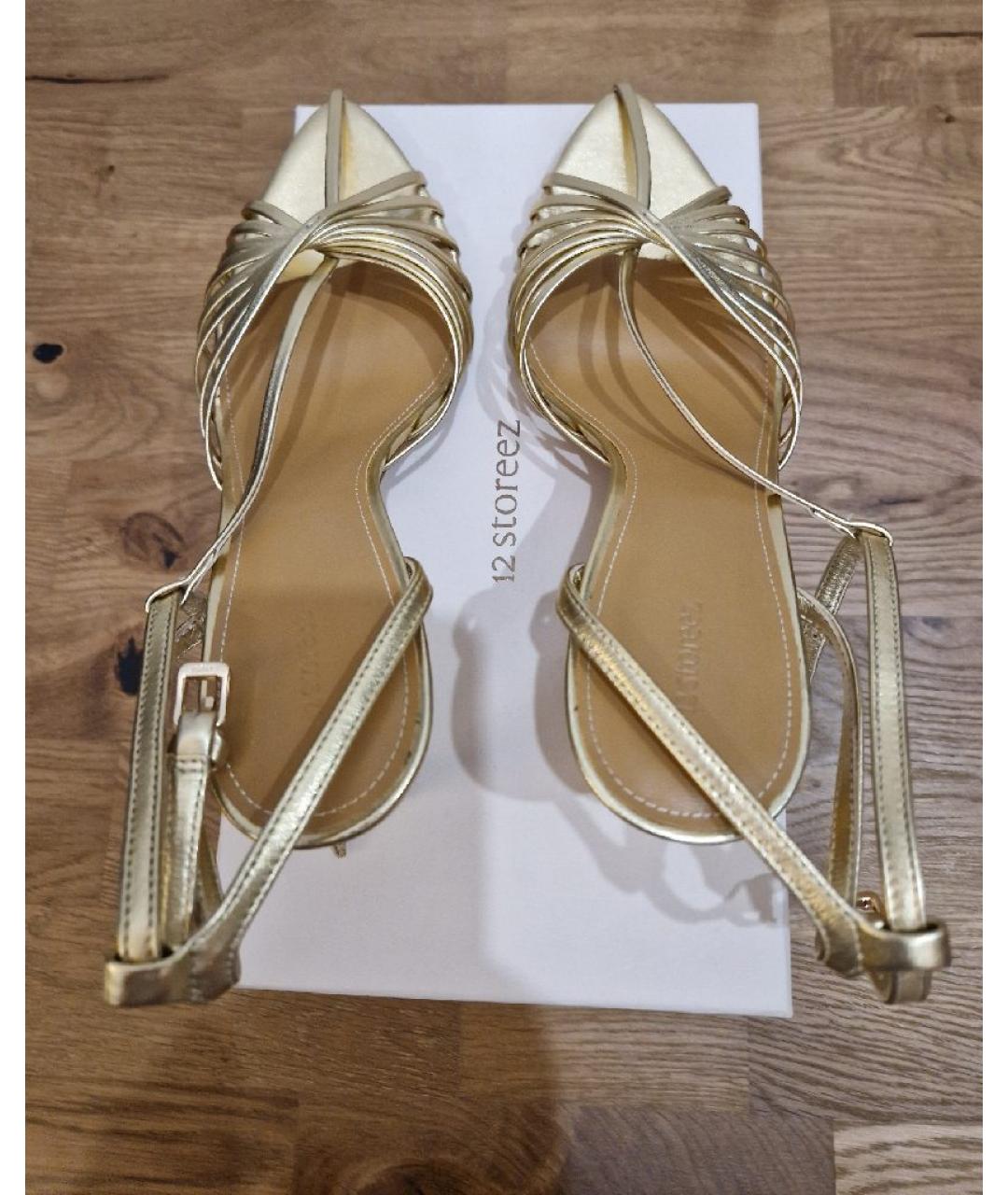 12 STOREEZ Золотые кожаные босоножки, фото 3