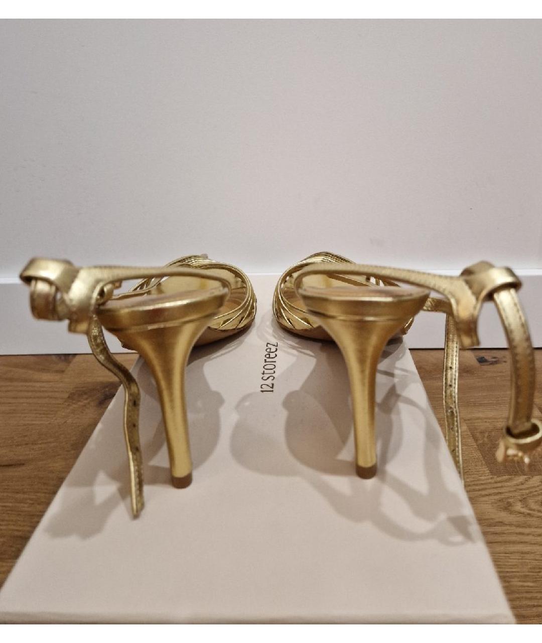 12 STOREEZ Золотые кожаные босоножки, фото 4