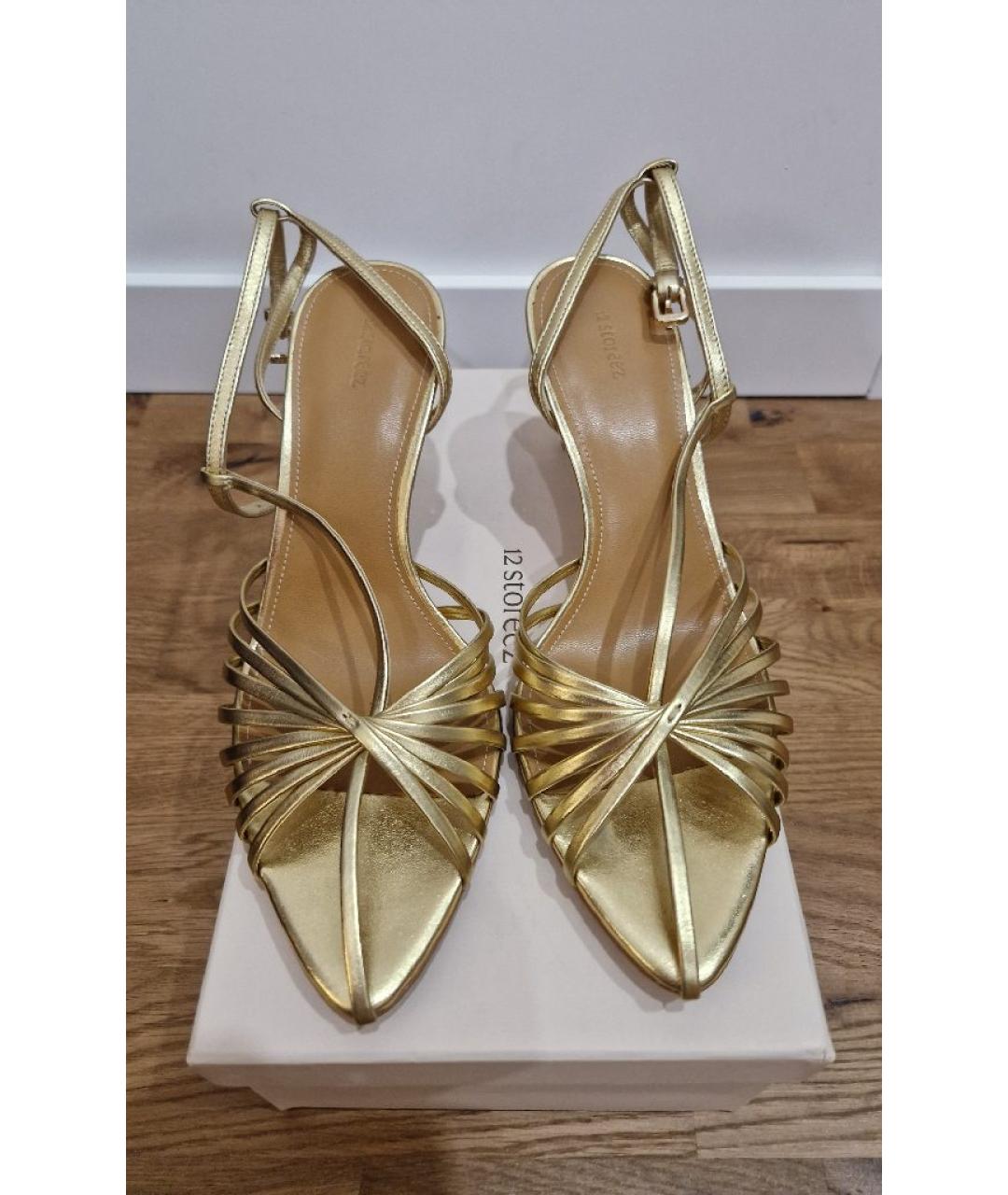 12 STOREEZ Золотые кожаные босоножки, фото 2