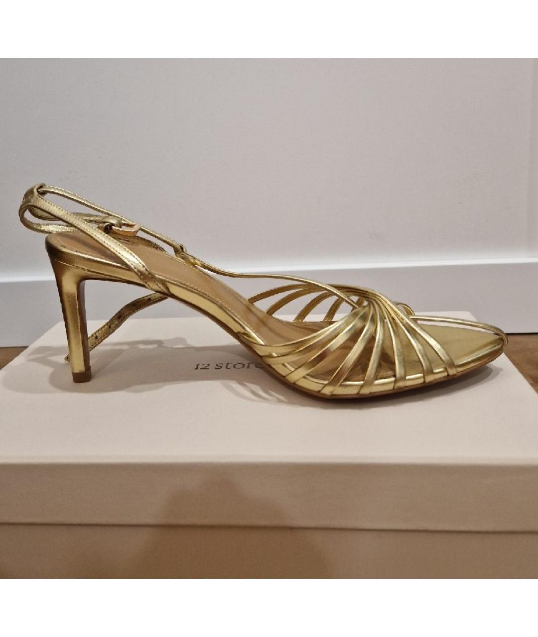 12 STOREEZ Золотые кожаные босоножки, фото 7