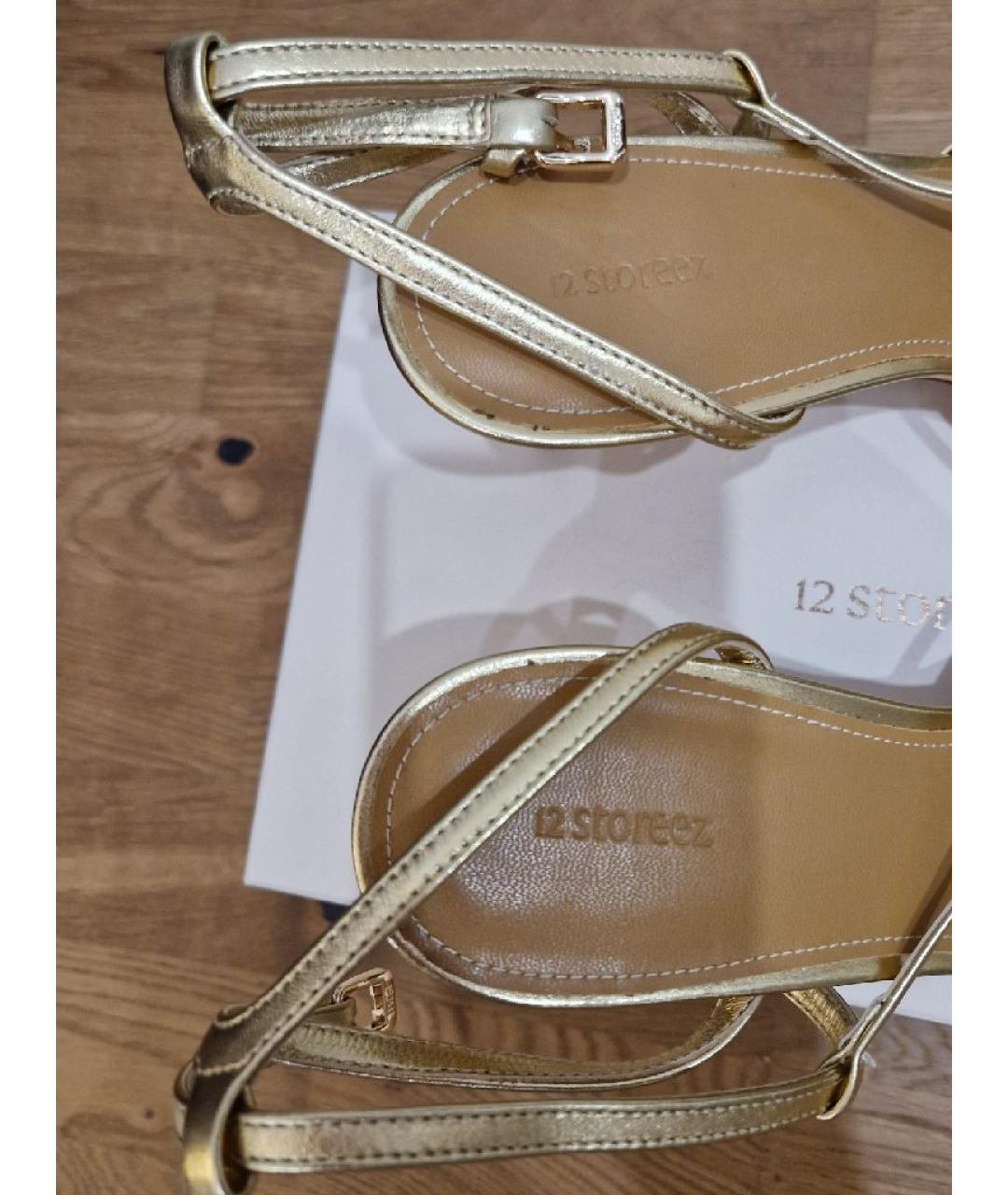 12 STOREEZ Золотые кожаные босоножки, фото 6