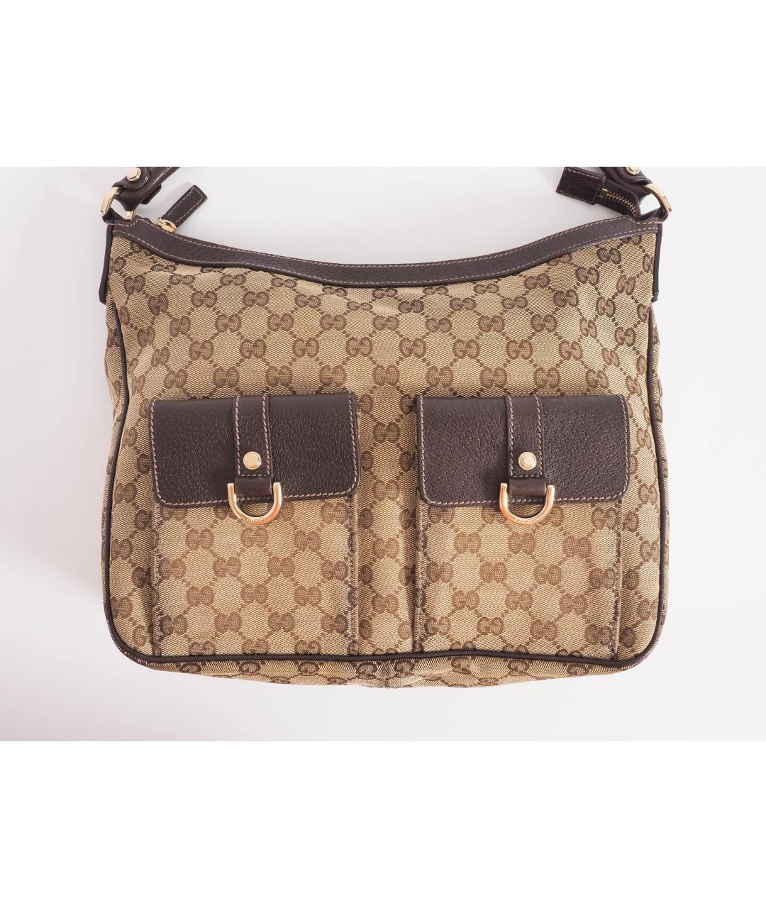 GUCCI Бежевая тканевая сумка с короткими ручками, фото 4