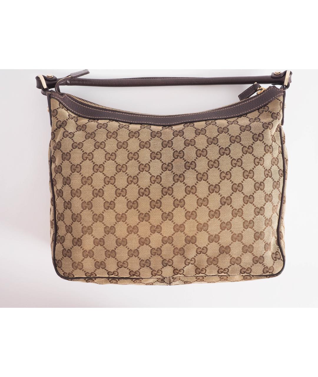 GUCCI Бежевая тканевая сумка с короткими ручками, фото 5