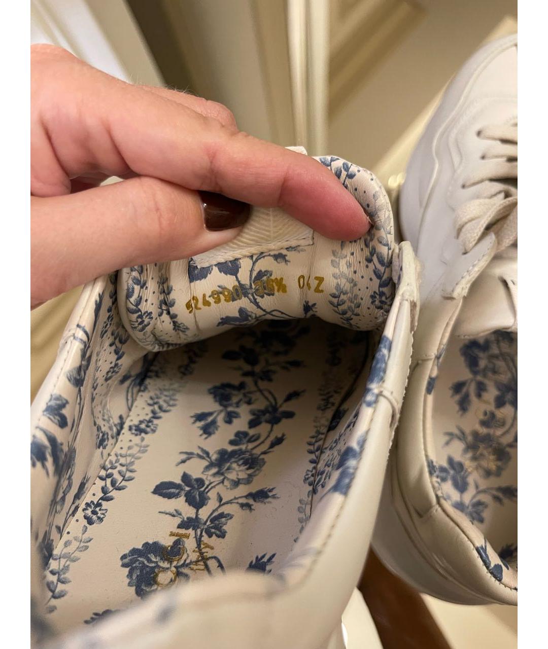 GUCCI Бежевые кожаные кроссовки, фото 7