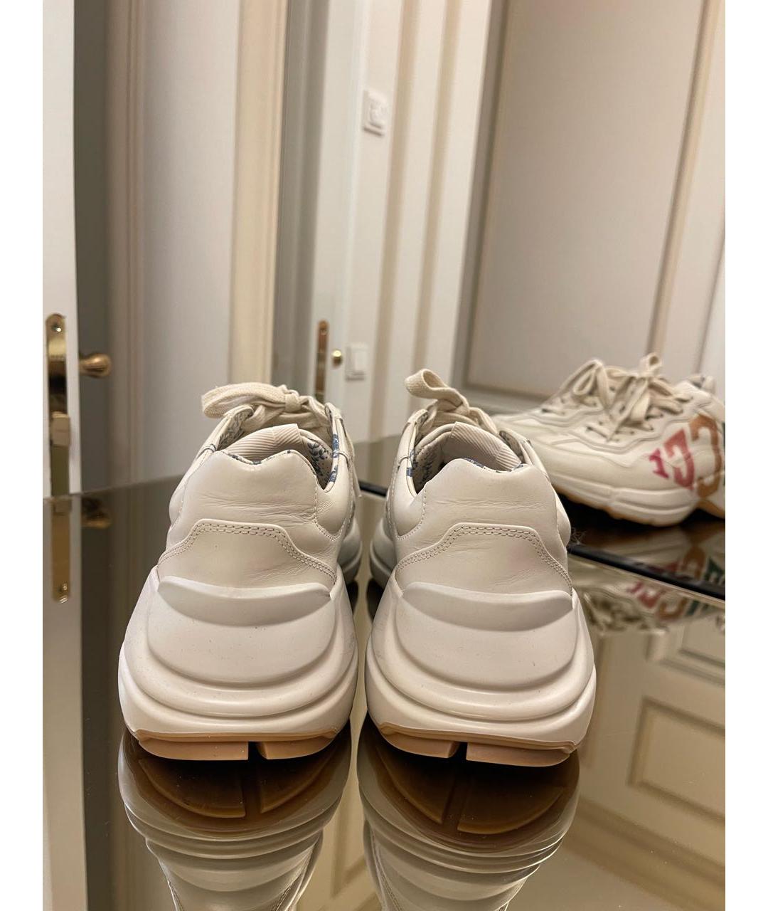 GUCCI Бежевые кожаные кроссовки, фото 4