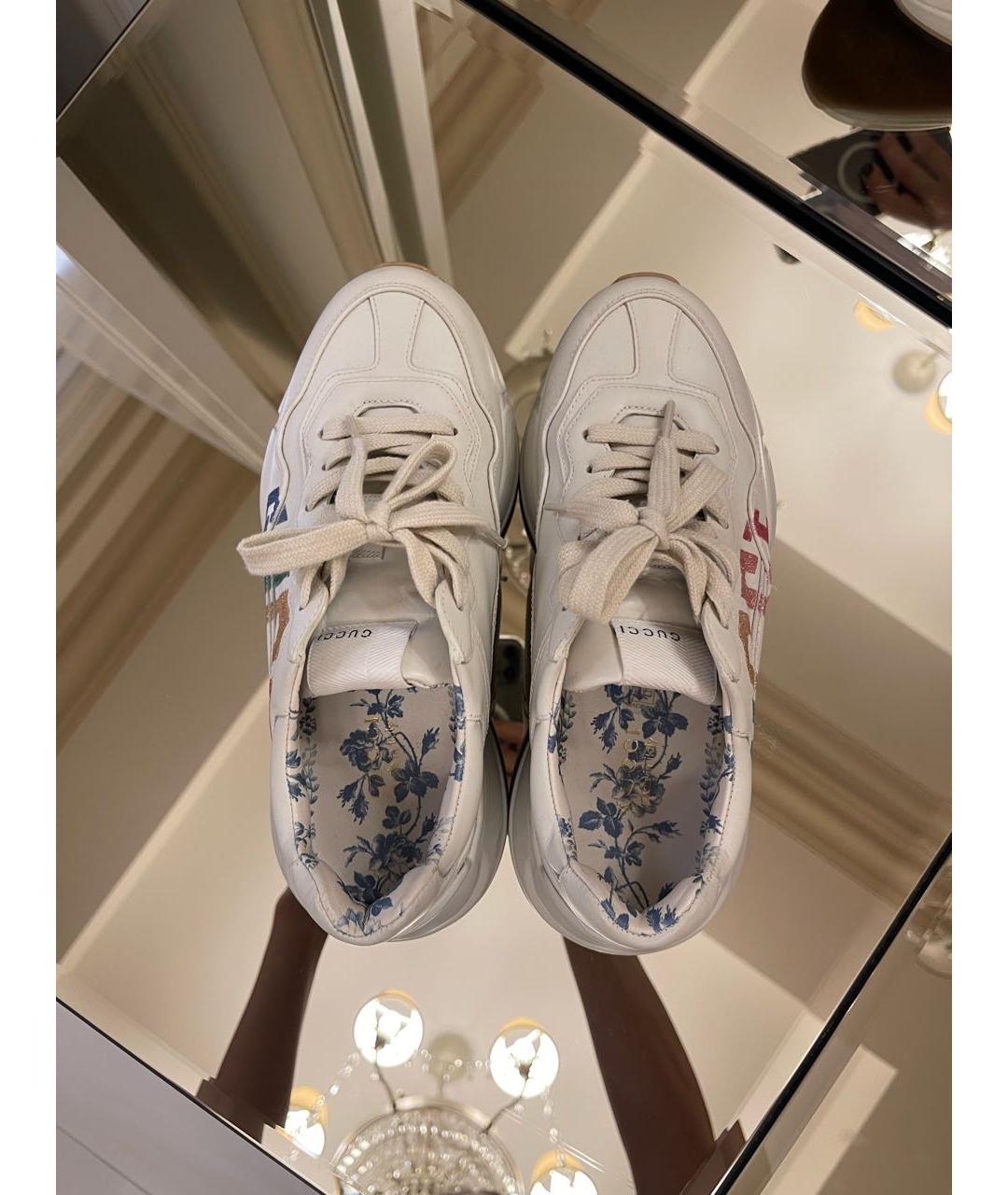 GUCCI Бежевые кожаные кроссовки, фото 3