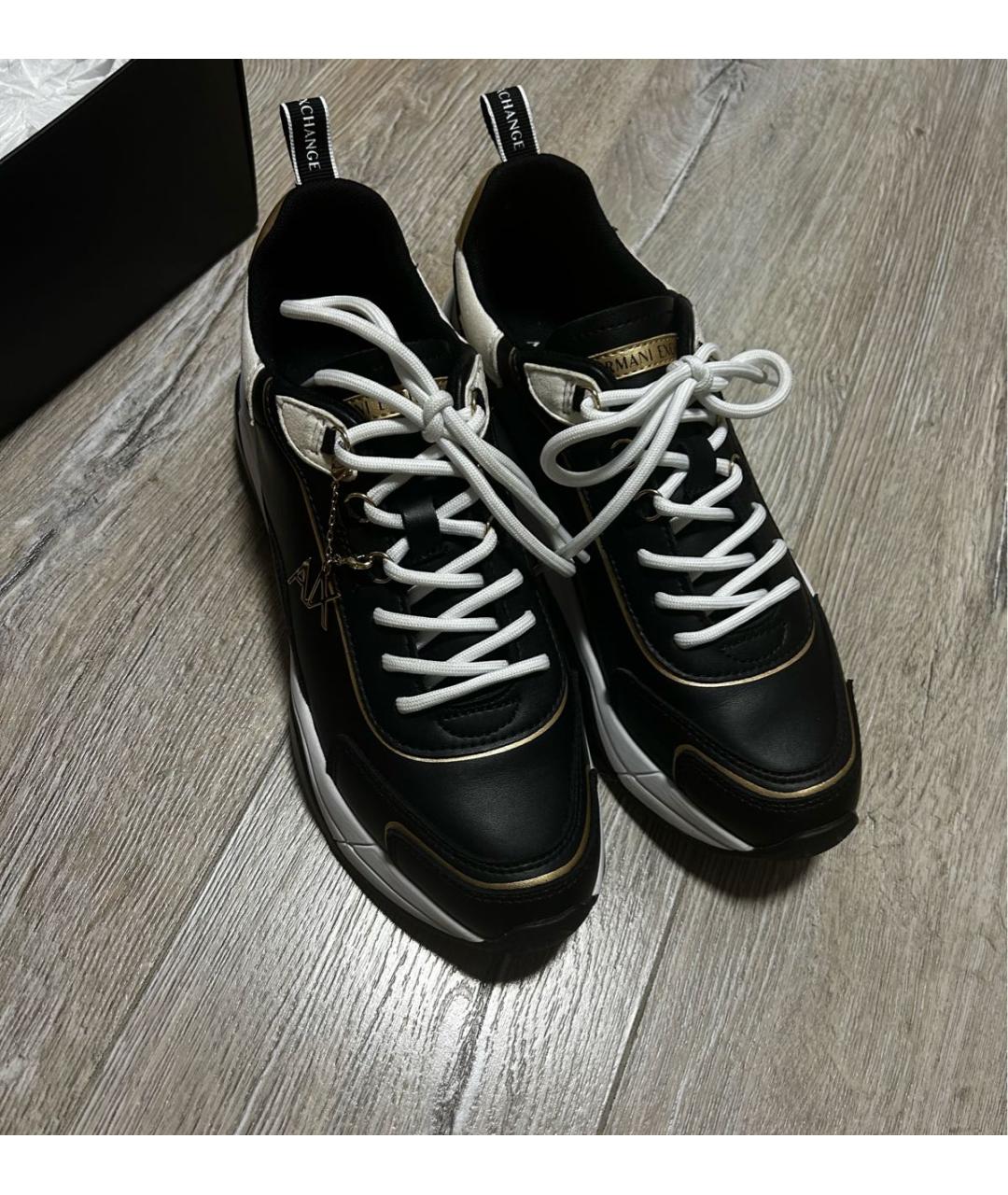 ARMANI EXCHANGE Черные кожаные кроссовки, фото 6