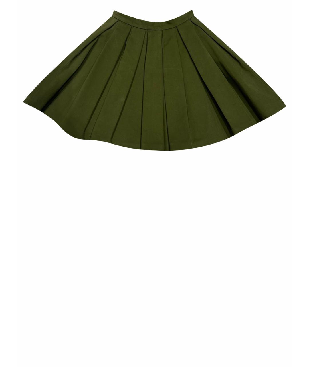BALMAIN Хаки хлопко-эластановая юбка мини, фото 1
