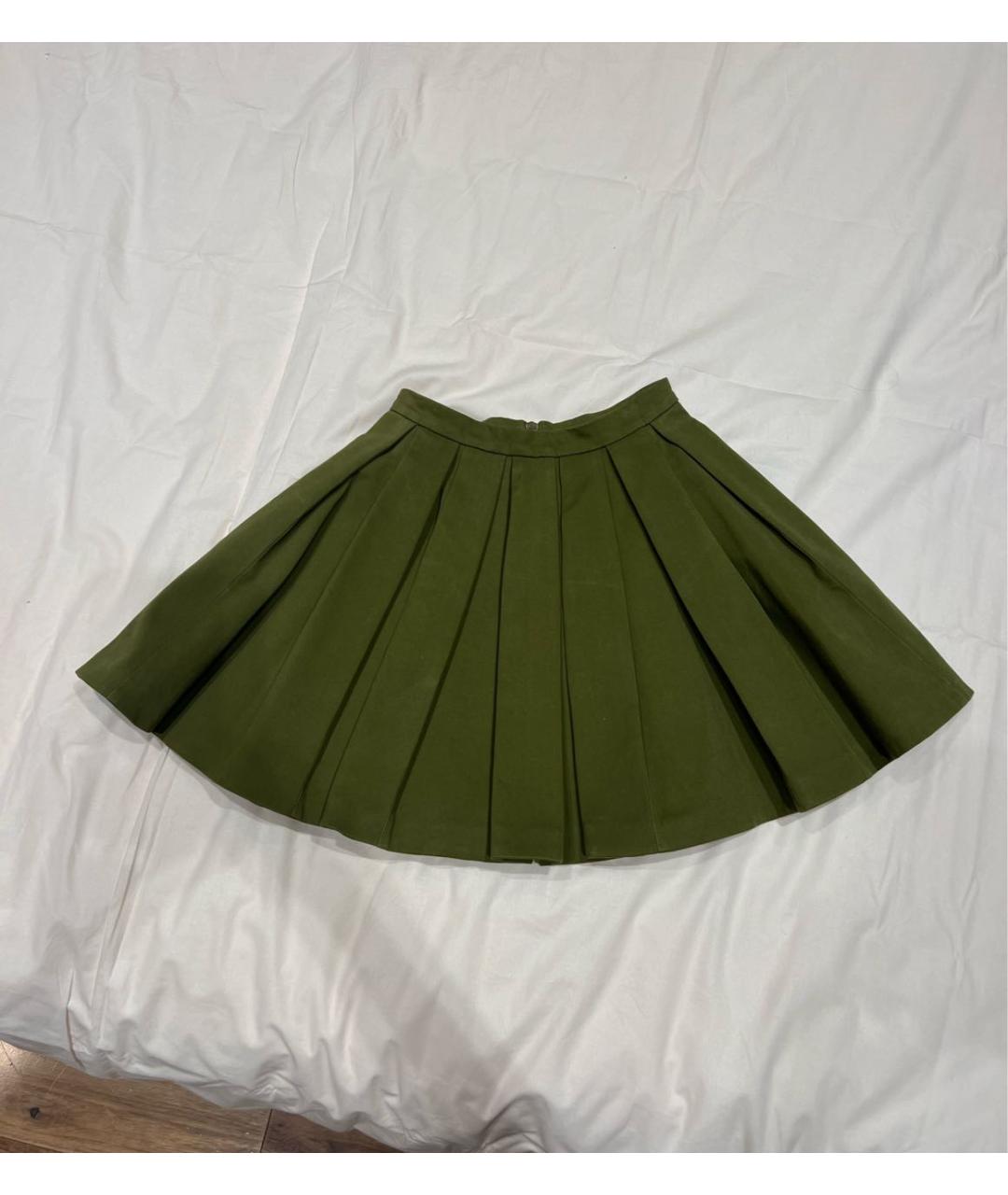 BALMAIN Хаки хлопко-эластановая юбка мини, фото 9