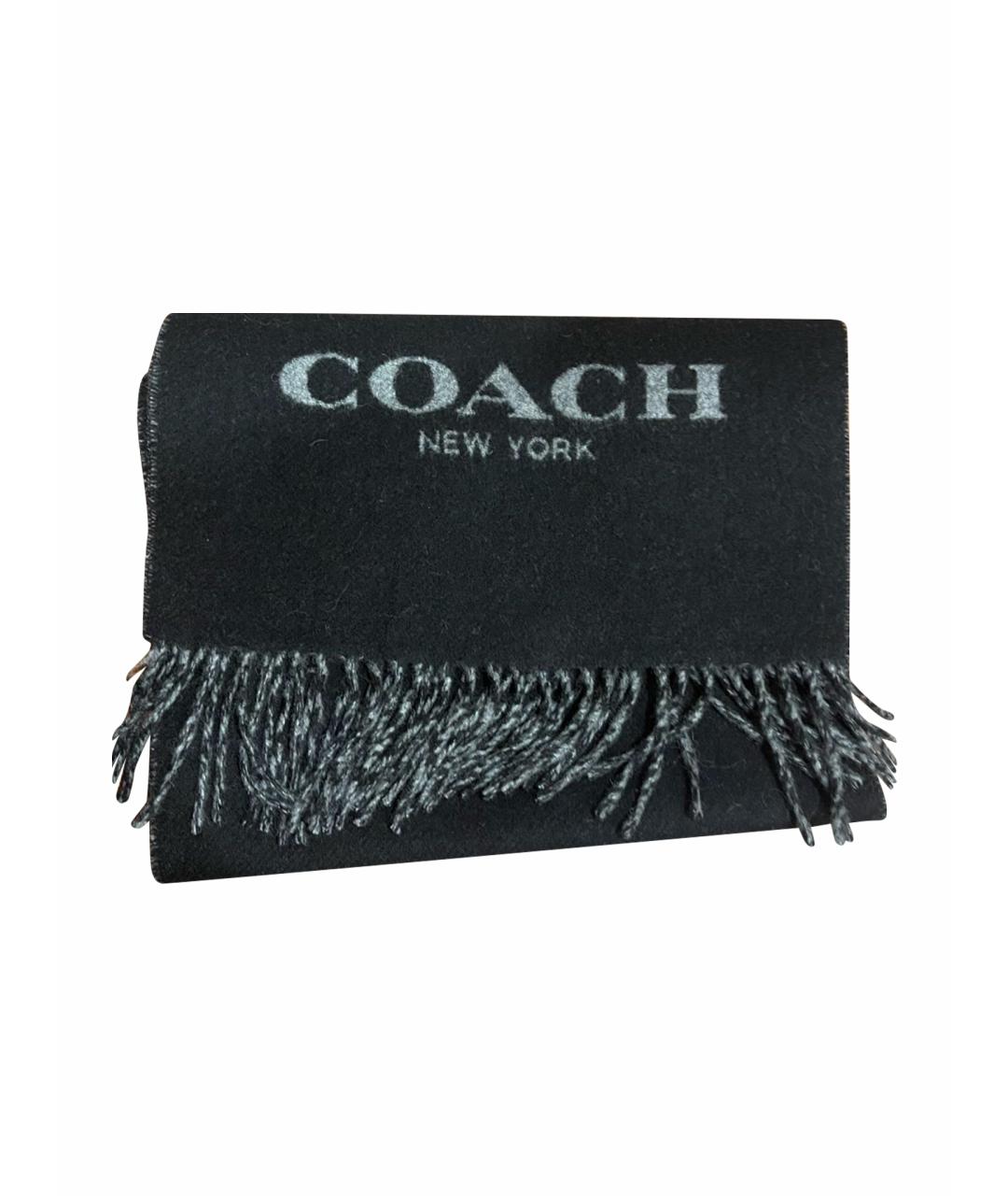 COACH Черный шерстяной шарф, фото 1
