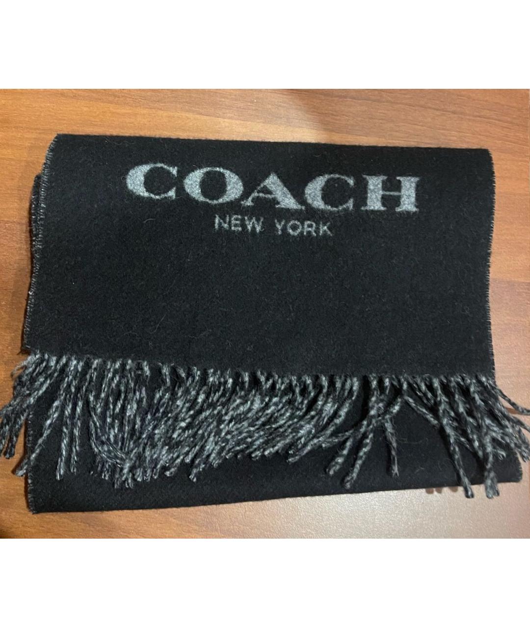 COACH Черный шерстяной шарф, фото 5