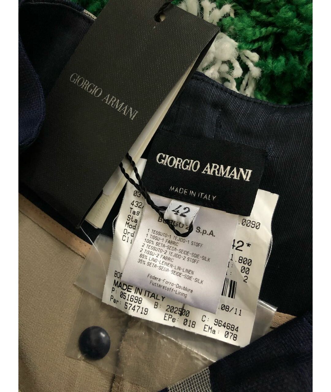GIORGIO ARMANI Темно-синие шелковые шорты, фото 3