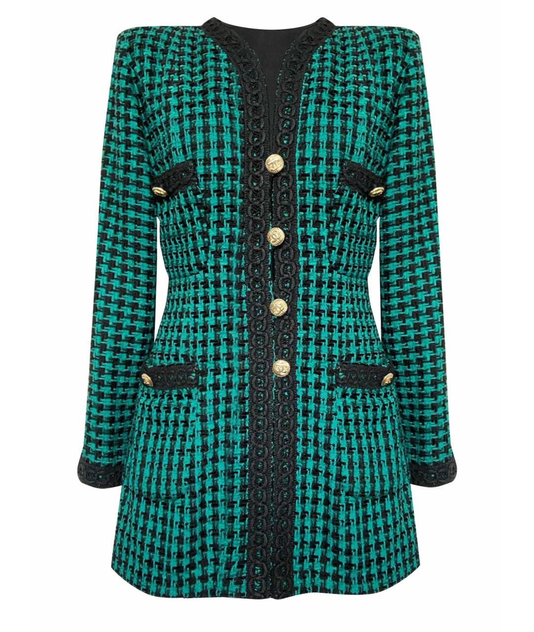 CHANEL PRE-OWNED Зеленый твидовый жакет/пиджак, фото 1