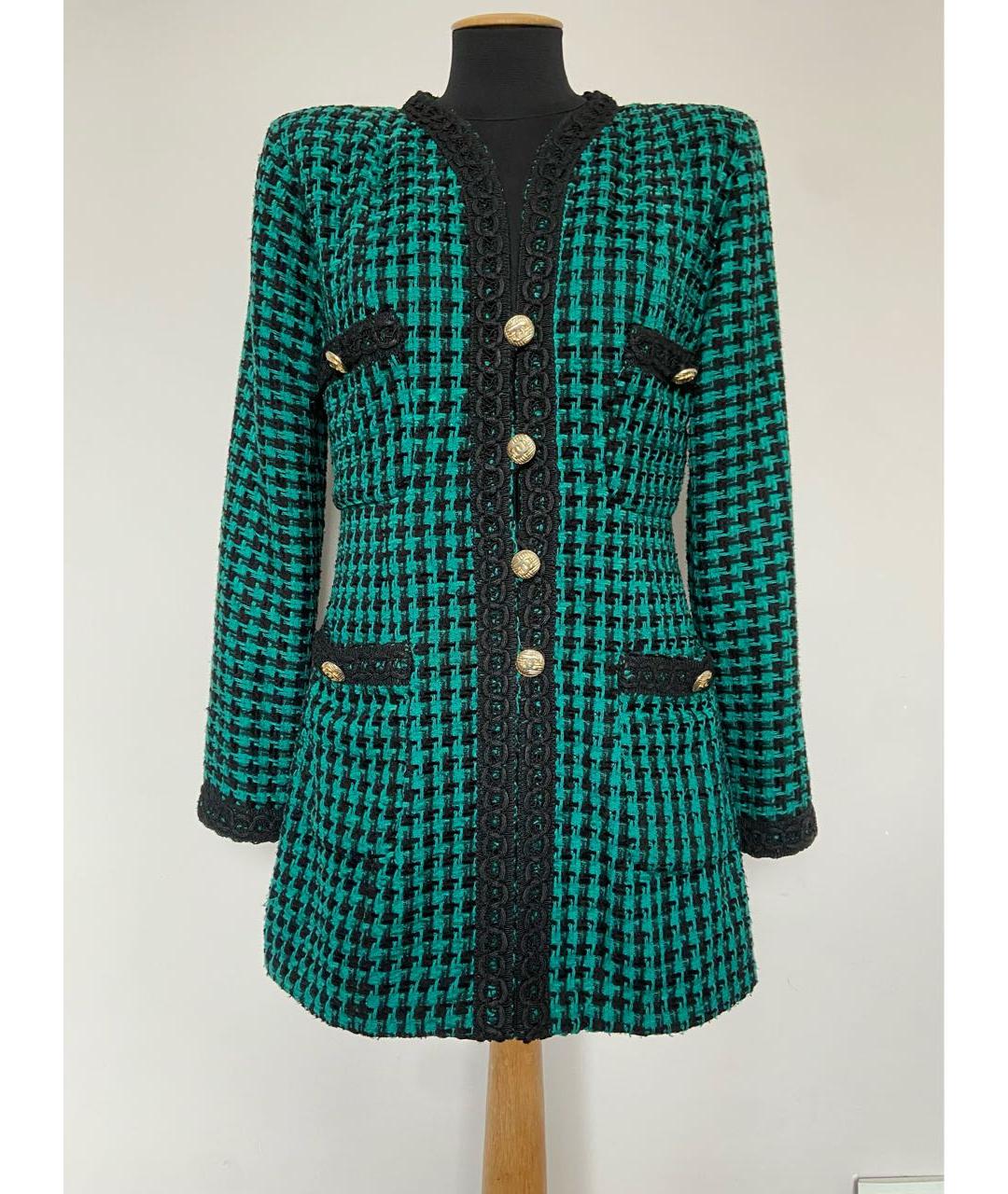 CHANEL PRE-OWNED Зеленый твидовый жакет/пиджак, фото 8