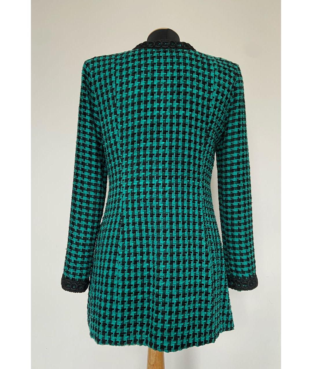 CHANEL PRE-OWNED Зеленый твидовый жакет/пиджак, фото 2
