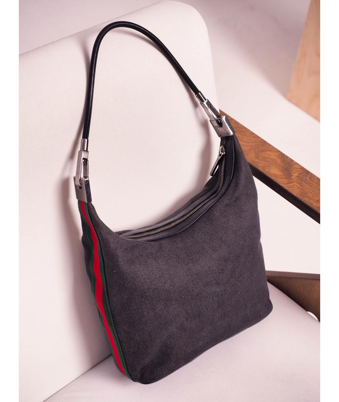 GUCCI Серая деним сумка тоут, фото 10