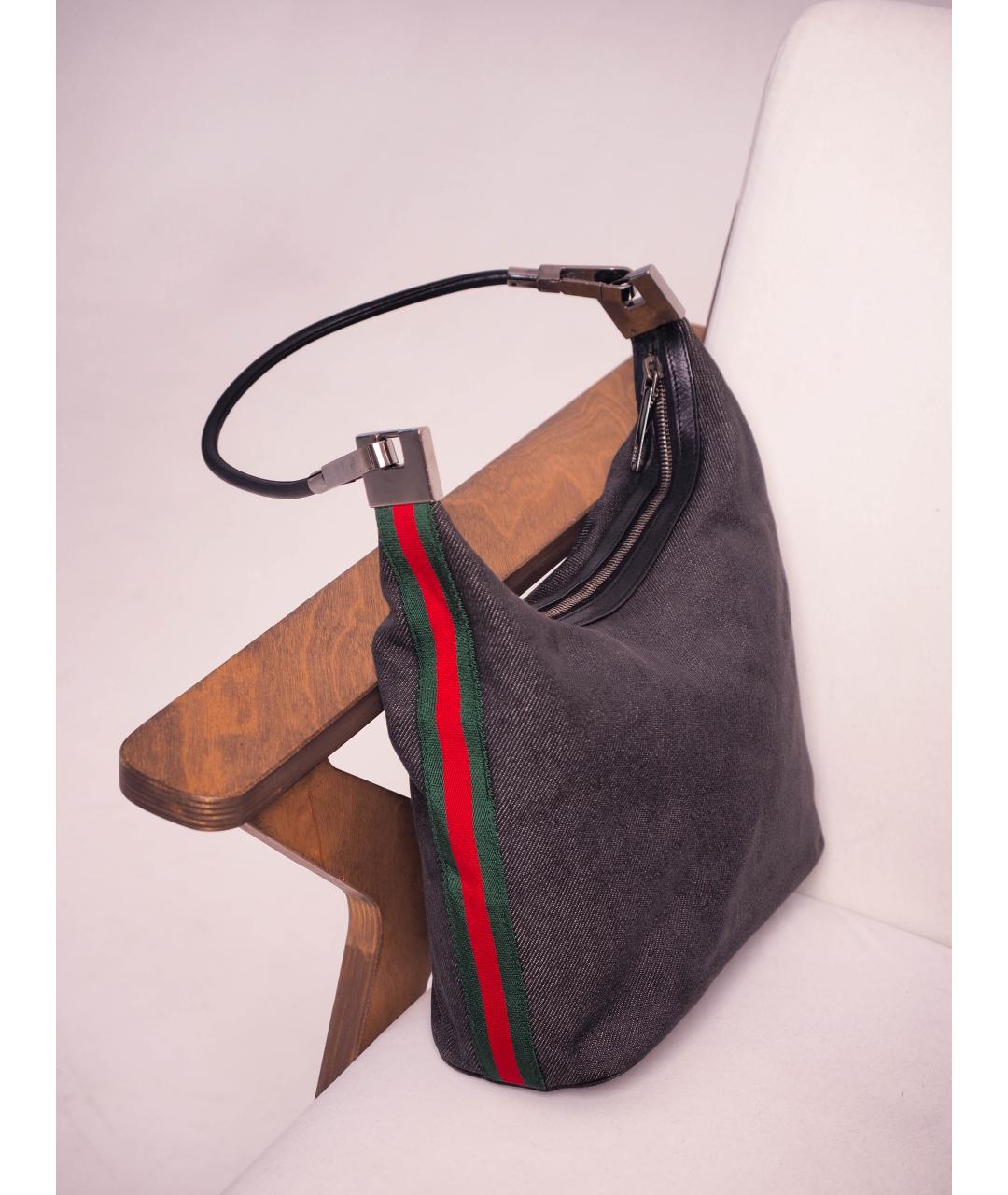 GUCCI Серая деним сумка тоут, фото 2